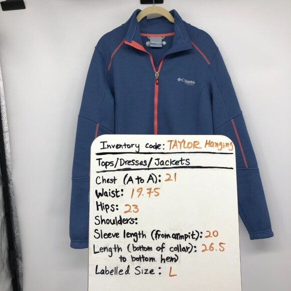 Columbia Titanium periwinkle blue coral trim waffle knit zippered jacket LG - Picture 16 of 16